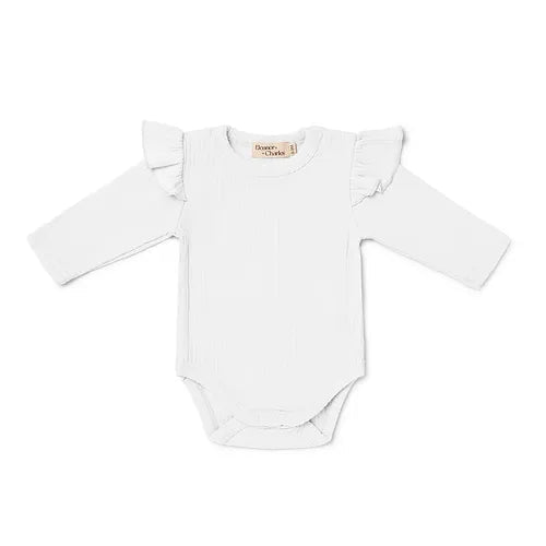 Organic Cotton Frill Bodysuit - White