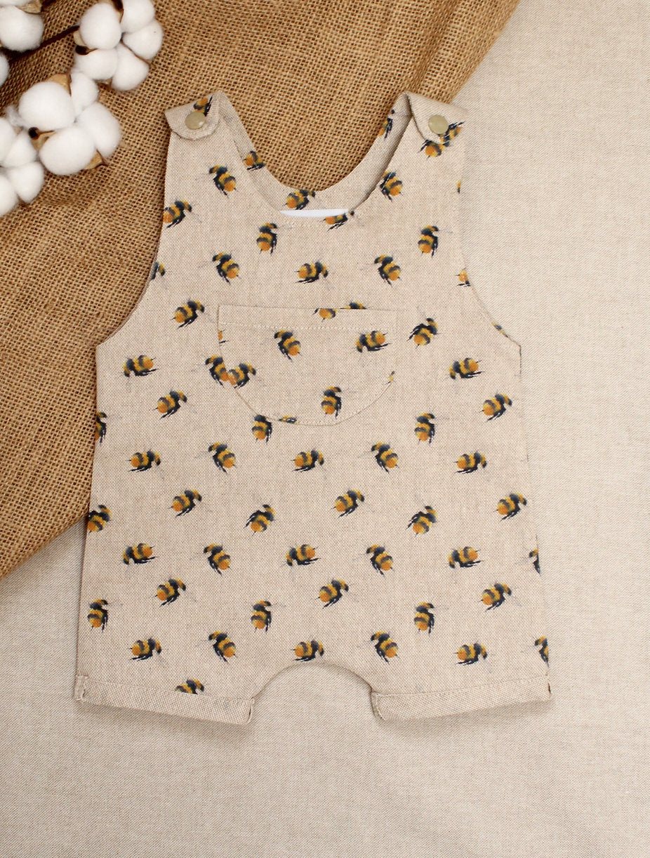 Bumble Bee Print Dungaree Shorts